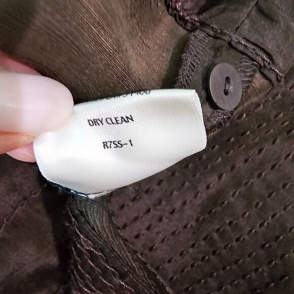 Eileen Fisher Silk/Linen Satin Weave Wonderland A-Line Skirt Sz L Olive Casual - Picture 12 of 14